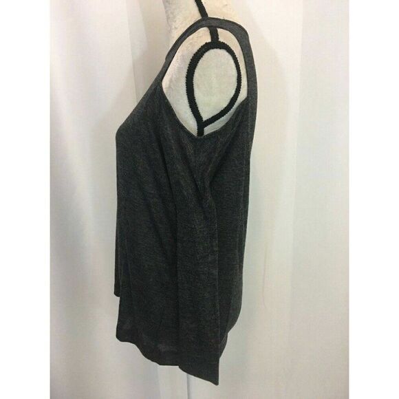 Zara Womens Solid Charcoal Gray Long Sleeve Cold Shoulder Sweater  Top Small - Picture 3 of 6